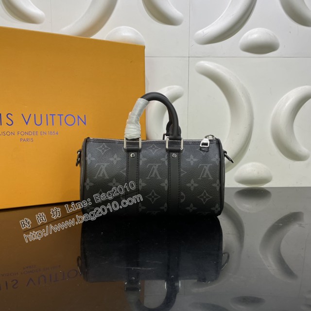 Lv路易威登2023專櫃新款手提男包 LV黑色花Keepall旅行袋 M45947 ydh5008